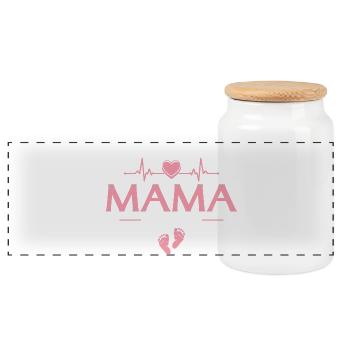 Befördert zur Mama 2026 - Babyparty - Panorama Keksdose mit Holzdeckel - Weiß - Vorne
