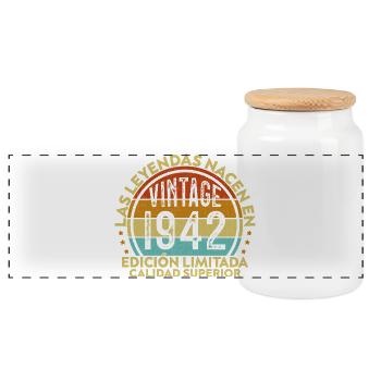 1942 Vintage Retro Geburtstagsgeschenk - Panorama Keksdose mit Holzdeckel - Weiß - Vorne