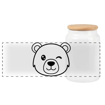 Wink bear. The bear gives the go-ahead - Panoramic Cookie Jar with Wooden Lid - white - Front