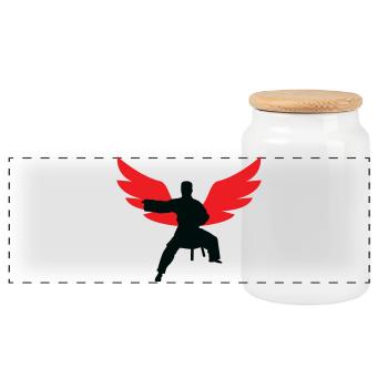 Aïkido - Art Martial - Aïkidoka - Boîte à biscuits avec couvercle en bois - blanc - Devant