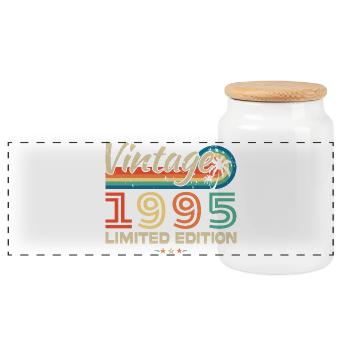 1995 Vintage Rétro Cadeau D'anniversaire - Boîte à biscuits avec couvercle en bois - blanc - Devant