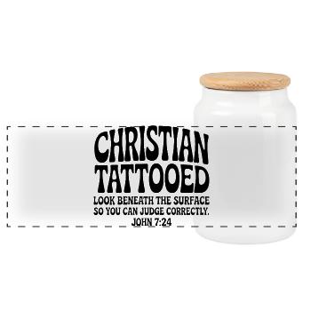 Christian Tätowiert - Panorama Keksdose mit Holzdeckel - Weiß - Vorne
