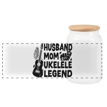 Épouse ukélé hawaïen Maman - Boîte à biscuits avec couvercle en bois - blanc - Devant
