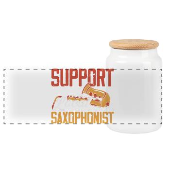 Soutenez votre saxophoniste local Jazz - Boîte à biscuits avec couvercle en bois - blanc - Devant