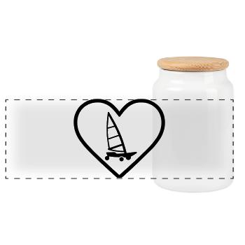 Cuore Carro A Vela – Passione Vento - Panoramic Cookie Jar with Wooden Lid - white - Front