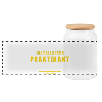 Plumber Intern Installer Internship - Panoramic Cookie Jar with Wooden Lid - white - Front