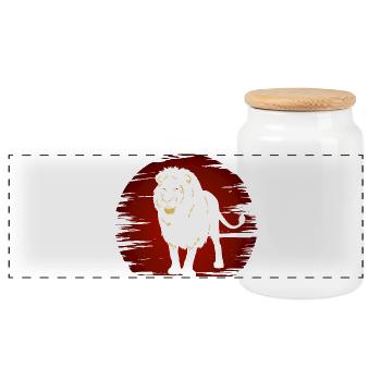Lion In The Dark - Panoramic Cookie Jar with Wooden Lid - white - Front