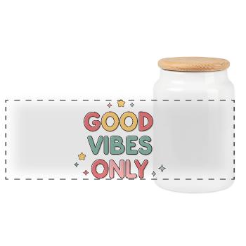 Bonnes ondes uniquement - Panoramic Cookie Jar with Wooden Lid - white - Front