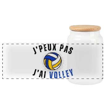 I Can't I Have Volley Humor Gift - Panoramic Cookie Jar with Wooden Lid - white - Front