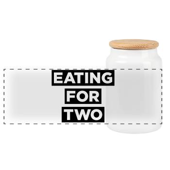 Eating for Two - Panoramic Cookie Jar with Wooden Lid - white - Front