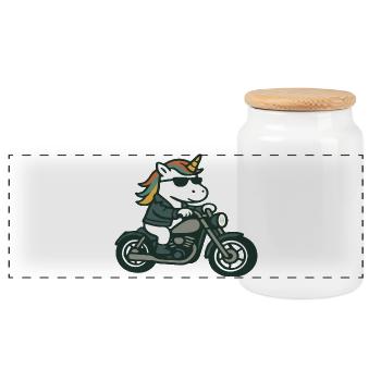 Art de mascotte motard motard cool à moto - Boîte à biscuits avec couvercle en bois - blanc - Devant