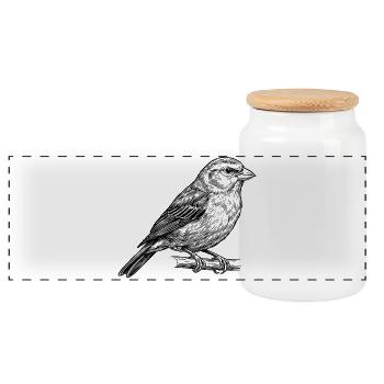 Vogel Singvogel - Panorama Keksdose mit Holzdeckel - Weiß - Vorne