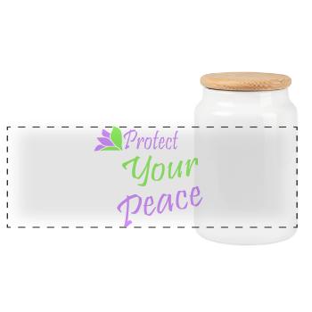 Protect Your Peace Mentale Gesundheit Achtsamkeit - Panorama Keksdose mit Holzdeckel - Weiß - Vorne