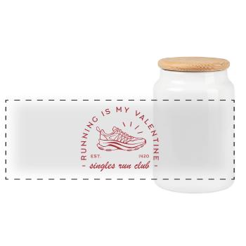 La course est mon club de course drôle pour célibataires de la Saint-Valentin - Boîte à biscuits avec couvercle en bois - blanc - Devant