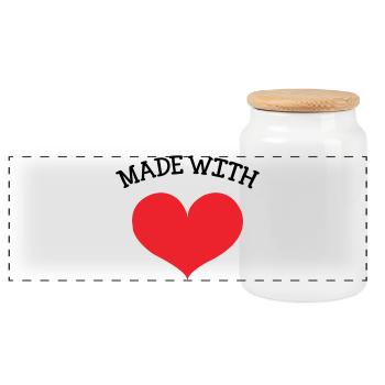 Made with Love - bébé - cadeau de naissance - Boîte à biscuits avec couvercle en bois - blanc - Devant