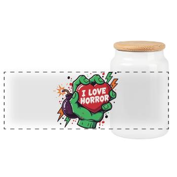 HorrorHeart in Zombie Hand - Panoramic Cookie Jar with Wooden Lid - white - Front