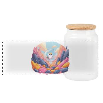 Cat ball in the colored canyon - Panoramic Cookie Jar with Wooden Lid - white - Front