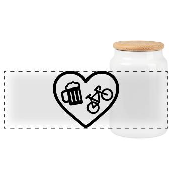 Heart Bike Bier - Panorama Keksdose mit Holzdeckel - Weiß - Vorne