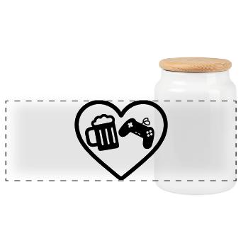 Heart Gaming Bier - Panorama Keksdose mit Holzdeckel - Weiß - Vorne