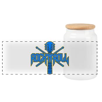 Emblème de guitare Rock & Roll - Boîte à biscuits avec couvercle en bois - blanc - Devant