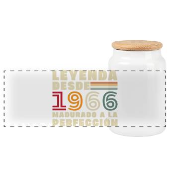 1966 Vintage Retro Birthday Gift - Panoramic Cookie Jar with Wooden Lid - white - Front
