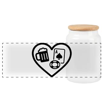 Bière au poker cœur - Boîte à biscuits avec couvercle en bois - blanc - Devant