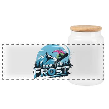  Ride The Frost Snowboard Motiv Für Snowboarder - Panorama Keksdose mit Holzdeckel - Weiß - Vorne
