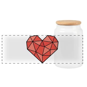 Geometrisches Herz Low Poly Modern Vektor - Panorama Keksdose mit Holzdeckel - Weiß - Vorne
