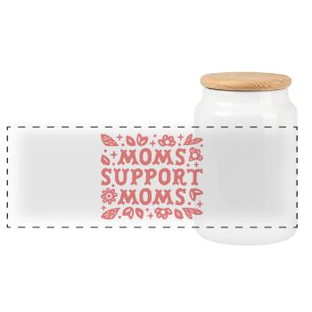 Mamans soutenant les mamans, groupe de soutien aux mères, phrases roses - Boîte à biscuits avec couvercle en bois - blanc - Devant