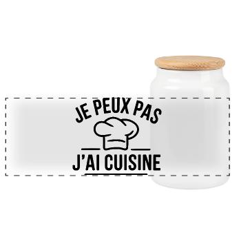 J-peux_pas_J-ai_cuisine - Panoramic Cookie Jar with Wooden Lid - white - Front