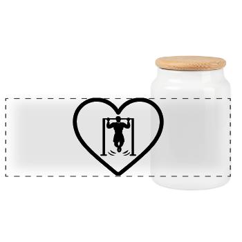Heart Street Workout - Panoramic Cookie Jar with Wooden Lid - white - Front