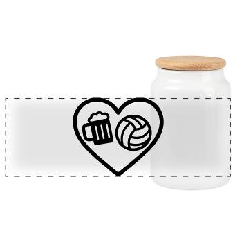 Heart Volleyball Bier - Panorama Keksdose mit Holzdeckel - Weiß - Vorne