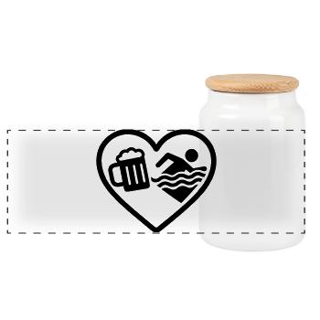 Herzschwimmendes Bier - Panorama Keksdose mit Holzdeckel - Weiß - Vorne