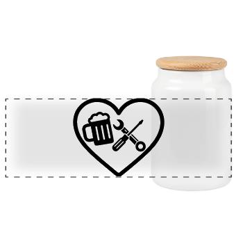 Heart Beer DIY-Humor - Panorama Keksdose mit Holzdeckel - Weiß - Vorne