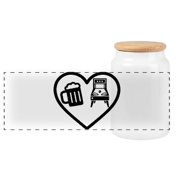 Herzbier-Flipper-Humor - Panorama Keksdose mit Holzdeckel - Weiß - Vorne