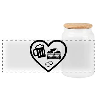 Heart Beer Raclette Humor - Panorama Keksdose mit Holzdeckel - Weiß - Vorne