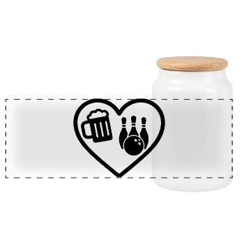 Heart Beer Bowling-Humor - Panorama Keksdose mit Holzdeckel - Weiß - Vorne