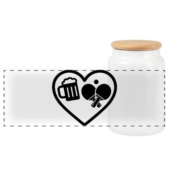 Humour Heart Beer Ping Pong - Boîte à biscuits avec couvercle en bois - blanc - Devant