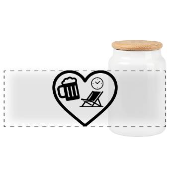 Heart Beer Guesthouse Humor - Panoramic Cookie Jar with Wooden Lid - white - Front