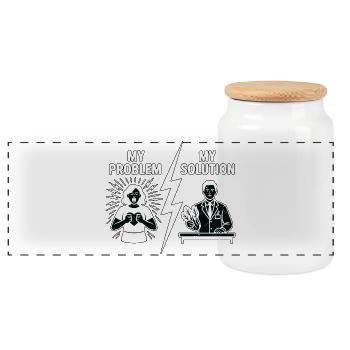 Nutritionist My Problem My Pictogram Dad Dietary - Panoramic Cookie Jar with Wooden Lid - white - Front