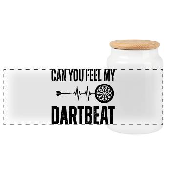 Darts Heartbeat "Dartbeat" Tasse, Shirt, Socken - Panorama Keksdose mit Holzdeckel - Weiß - Vorne