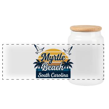 Myrtle Beach, South Carolina Retro-Sonnenuntergangsurlaub - Panorama Keksdose mit Holzdeckel - Weiß - Vorne