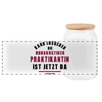 Intern Hearing Aid Acoustician Internship Hearing Aid Acoustician - Panoramic Cookie Jar with Wooden Lid - white - Front