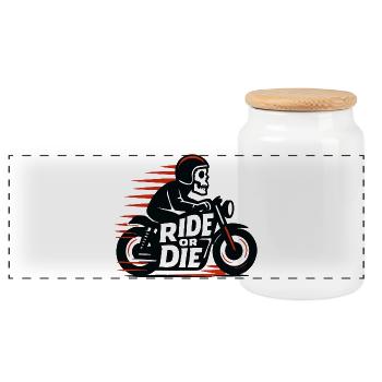 Ride or Die - Moto - Biker - Boîte à biscuits avec couvercle en bois - blanc - Devant