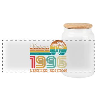 1996 Vintage 1996 Retro Birthday Gift - Panoramic Cookie Jar with Wooden Lid - white - Front