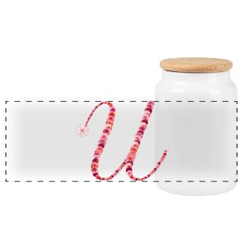 Monogramme floral romantique « U » - Boîte à biscuits avec couvercle en bois - blanc - Devant