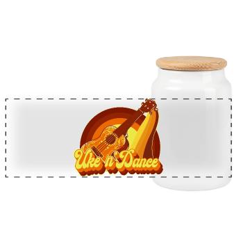 Hawaiian Ukulele Uke Retro 70s - Panorama Keksdose mit Holzdeckel - Weiß - Vorne