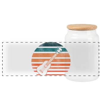 Hawaiian Ukulele Uke Retro Vintage - Panoramic Cookie Jar with Wooden Lid - white - Front