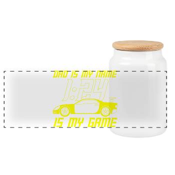 Dad Is My Name 1:24 Is My Game Racer Slot Race - Panoramic Cookie Jar with Wooden Lid - white - Front