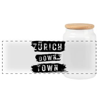 Zurich Down Town - Panoramic Cookie Jar with Wooden Lid - white - Front